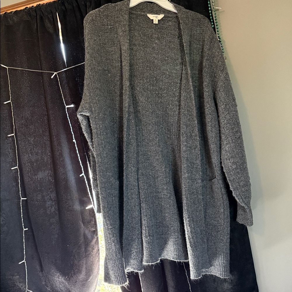 Gray Open Front Women's Sweater